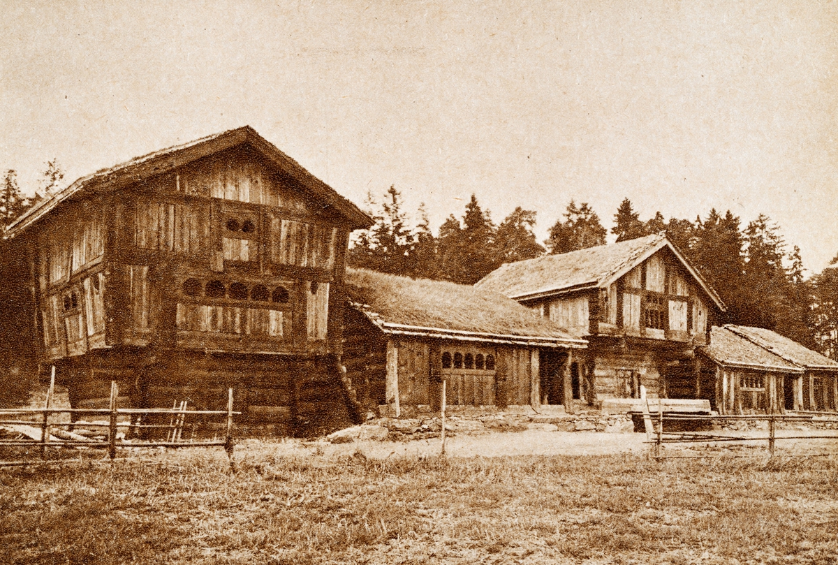 Postkort, 1934. N. F. Nr. 106. Setesdalsgården på Norsk Folkemuseum. 