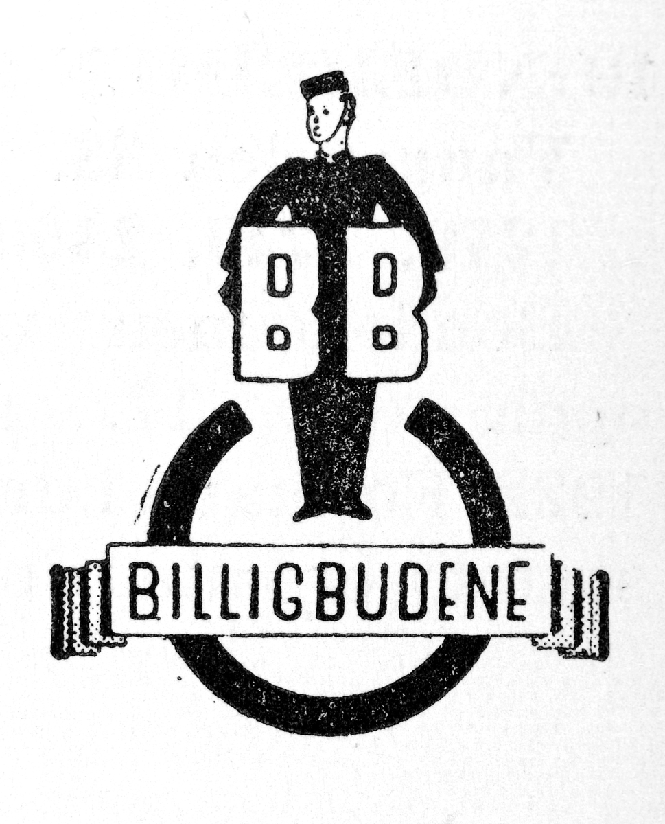 Gammel reklameplakat for Billigbudene i Hamar. 