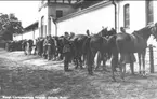 Korpralskolan K 3 1944-1945. Skolchef löjtnant Stig Aaby- Ericsson klipper hästsvansen under hästvård.