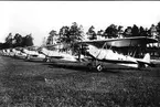 Karlsborg 1934. 1. Divisionen. Flygplan Fokker S6 på Karlsborgs flygfält.