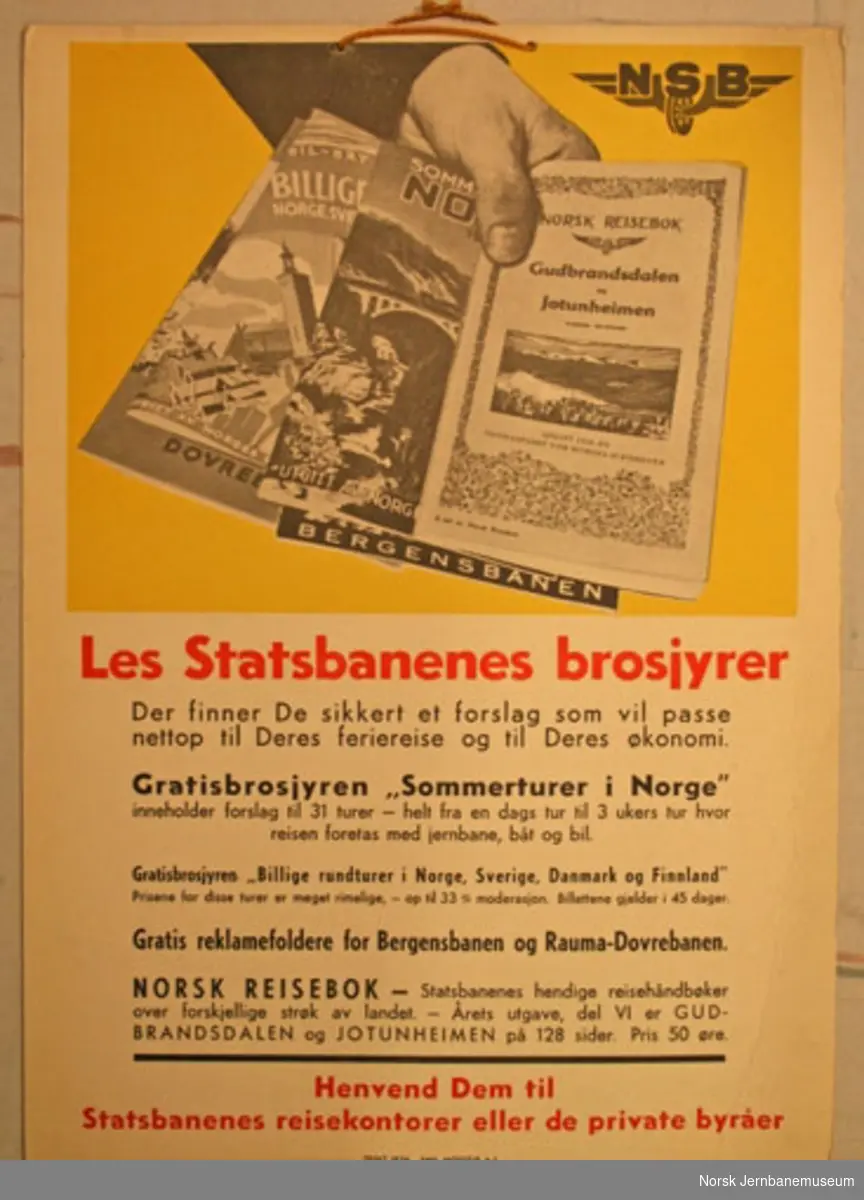 Reklameplakat : Les Statsbanenes brosjyrer