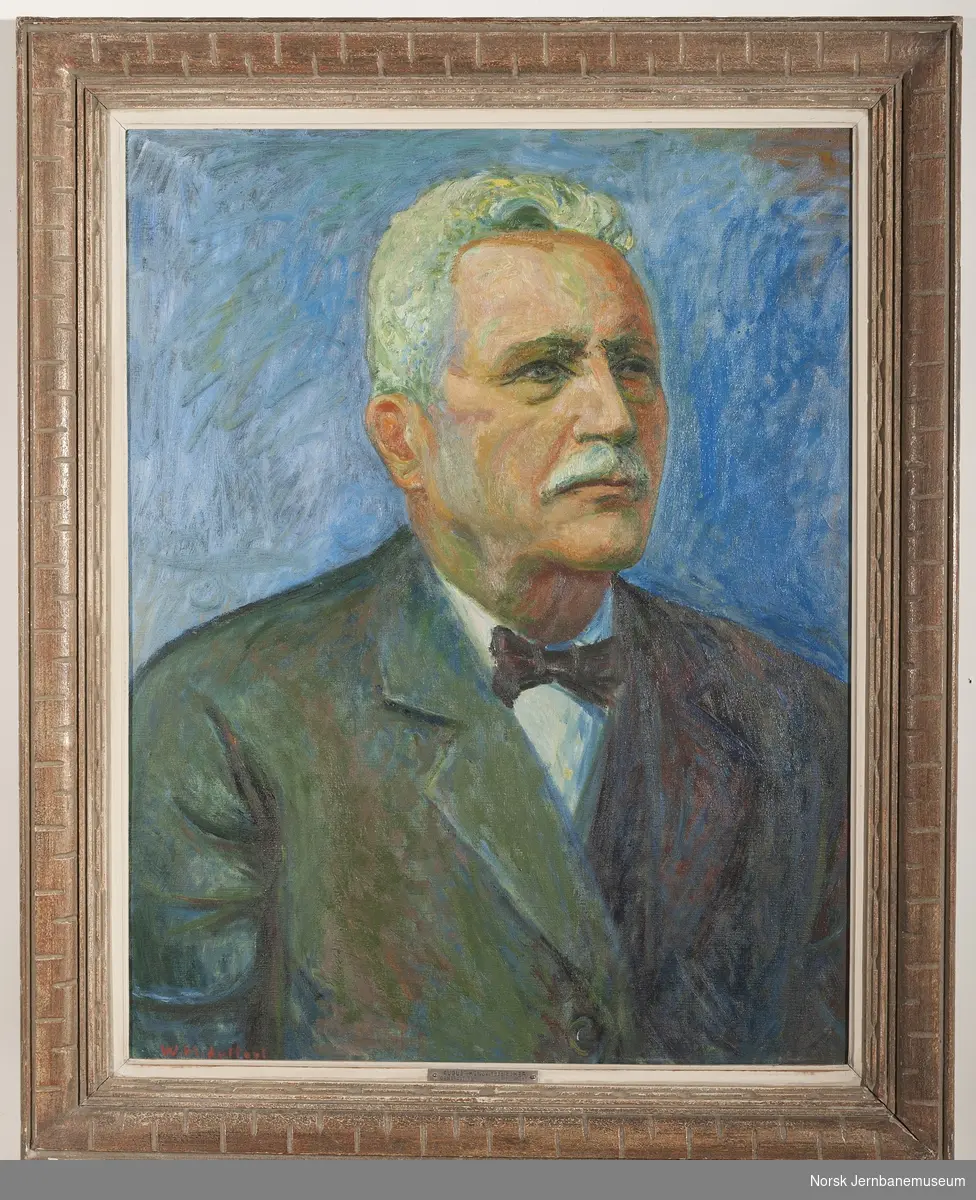 Maleri i ramme av generaldirektør August Konow Fleischer, som var generaldirektør i NSB 1910-1912.