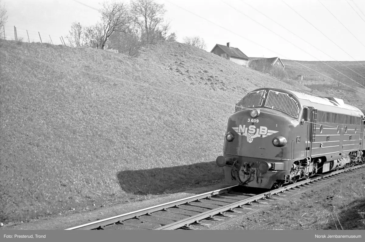 Diesellokomotiv type Di 3 nr. 609 foran tog ved Buenget