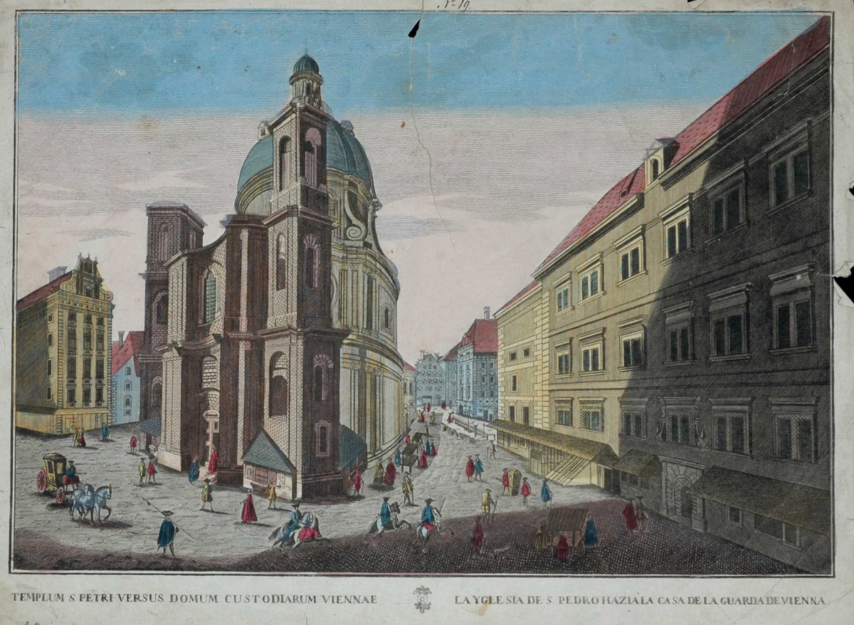 Wien, Øsertrike. Kirke, bygninger, hestekjøretøy og folkeliv