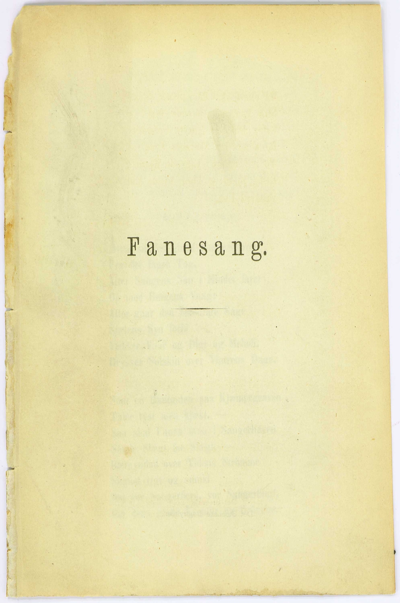 Oppstillingsliste: " Flyveblad / Trykk / Henrik Ibsen: Fanesang (udatert)."
