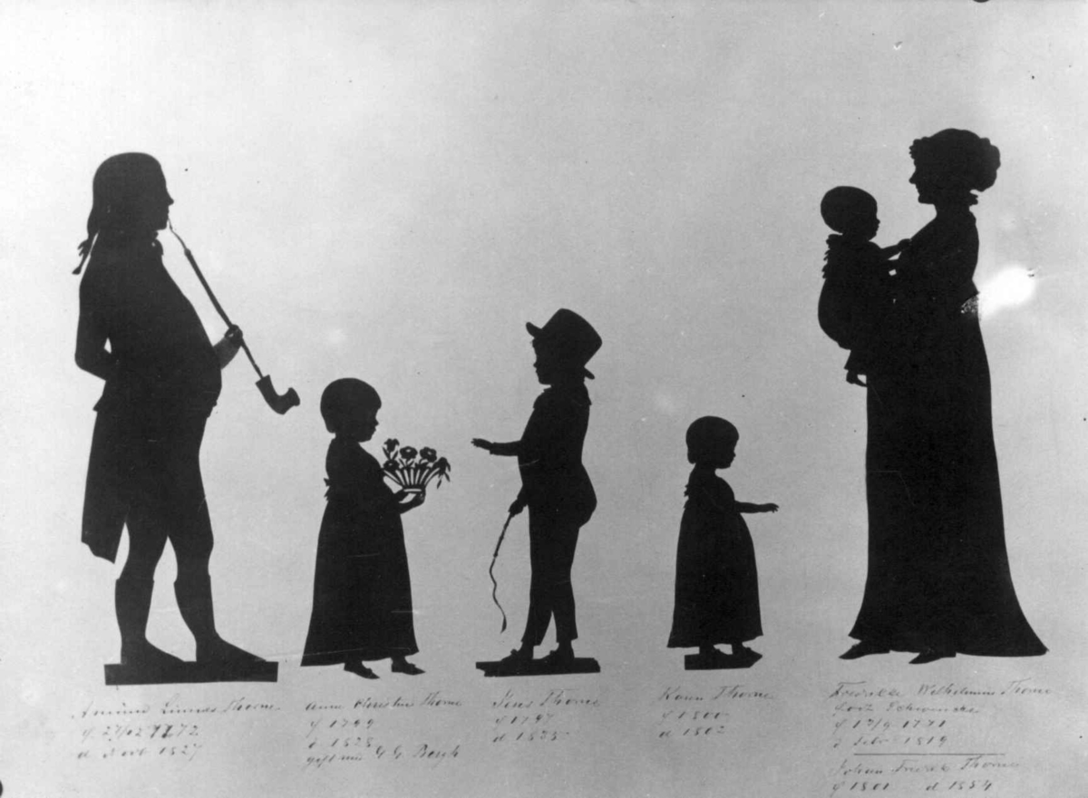 Avfotografert silhuett. Familieportrett.