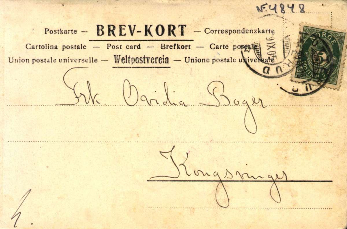 Postkort. Båter på Fjærlandsfjorden. Datert 29.09.1905.