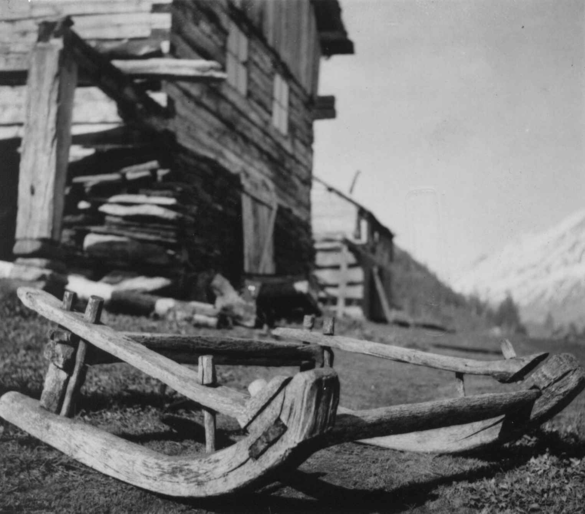 Støttingslede for kjøring av ved og tømmer. Njosken 1952.