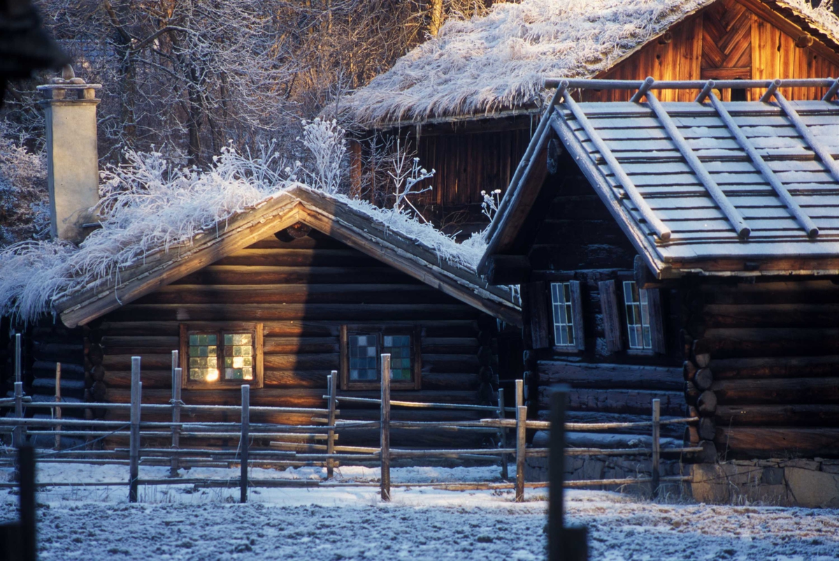 Vinter på Norsk Folkemuseum.