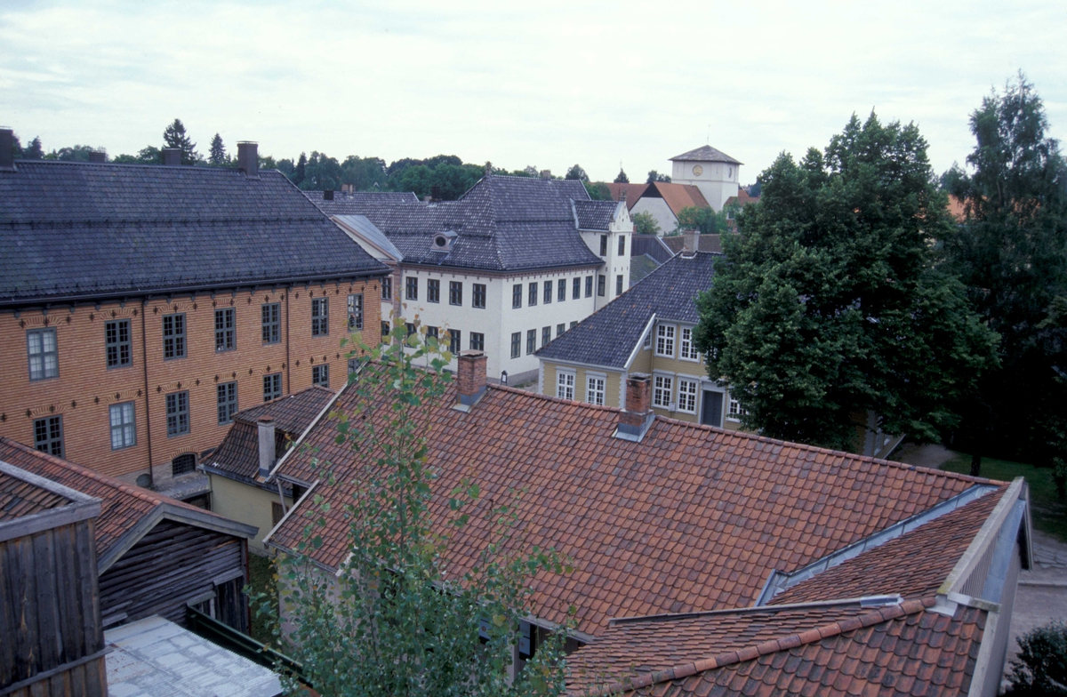 Oversiktsbilde som viser deler av Norsk Folkemuseums Gamleby.