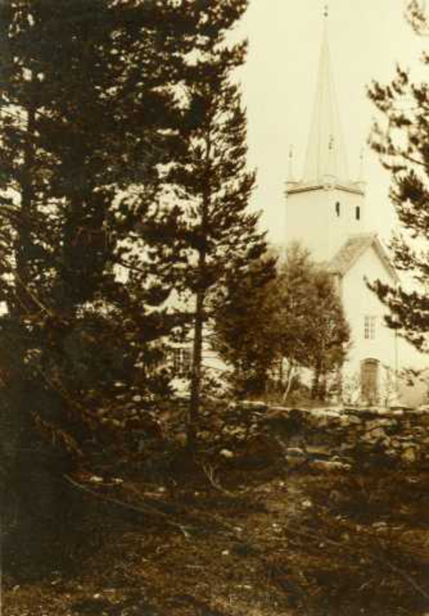 Lesjaskog kirke. Lesja, Oppland. Fotografert 1910.