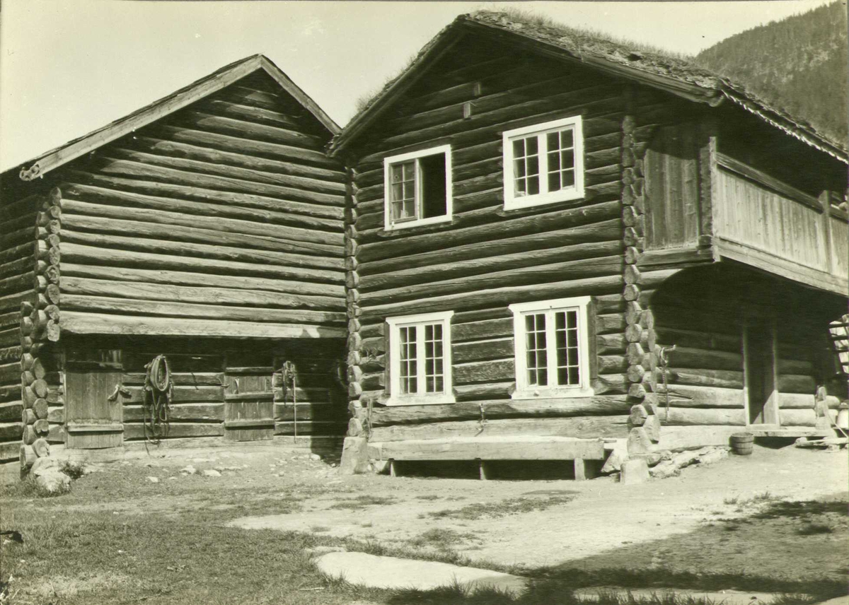 Stue og stall, Sygard Snerle, Vågå, Oppland. Fotografert 1913.