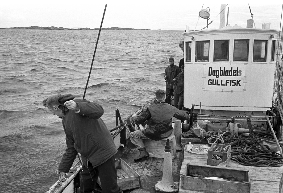 Serie. Dagbladets fiskekonkurranse "Gullfisk" i Mandal, Vest-Agder. Fotografert 1967.
