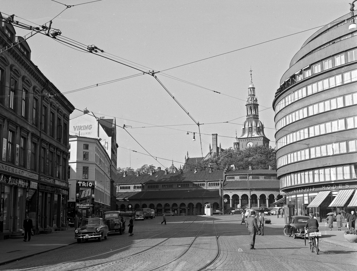 Serie. Oversiktsfotografier fra Oslo sentrum. Fotografert september 1955.