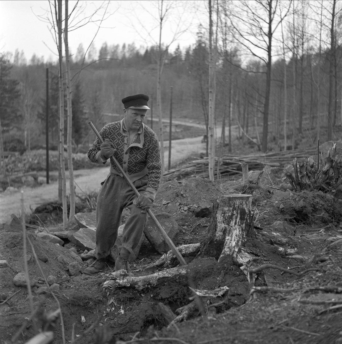 Anleggsarbeidere for jernbanen, mai 1956.