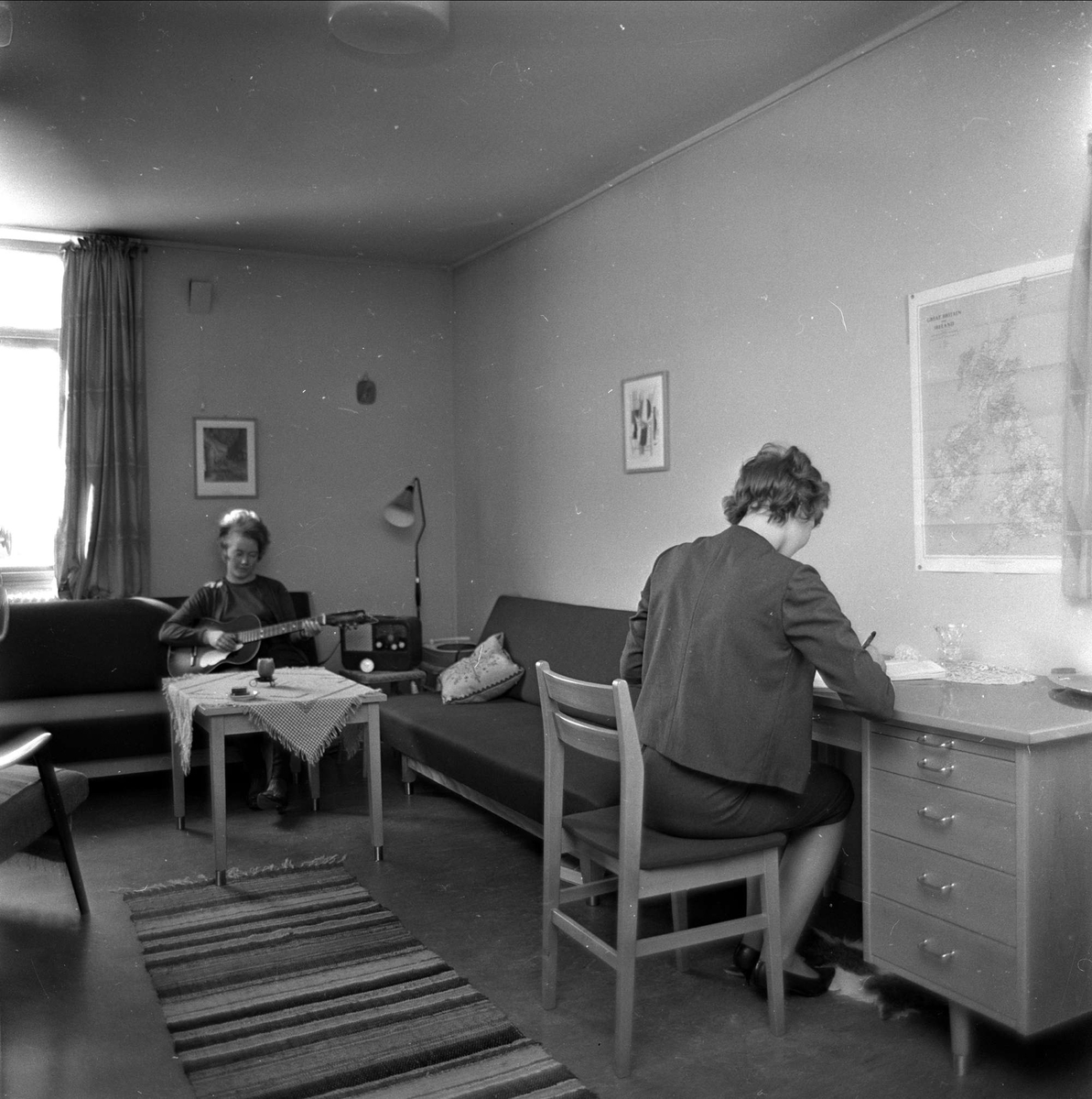 Nord-Norges studenthus, studenter på hybel, Oslo april 1963.