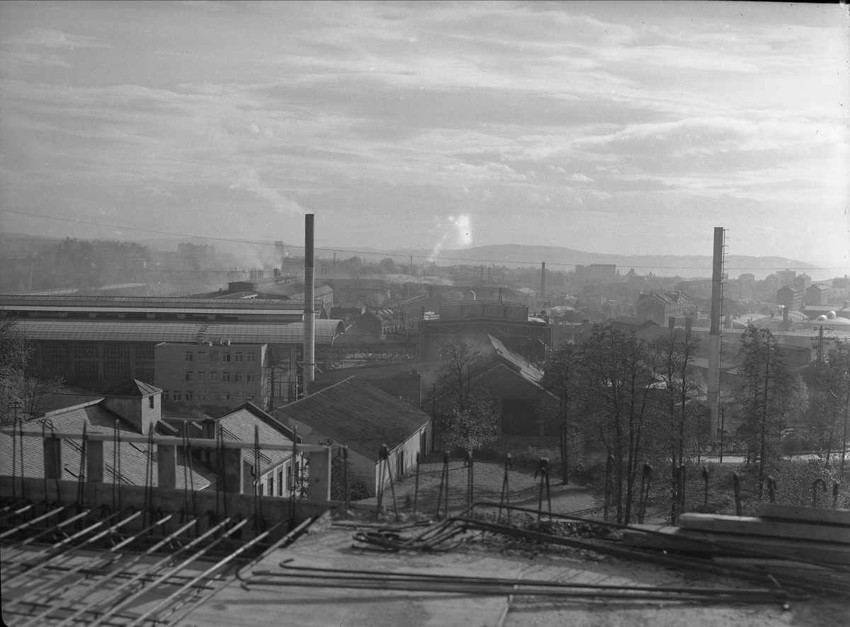 Store Ringvei, Oslo, 11.10.1954. Nydalsbrua. Vei- og brubygging.