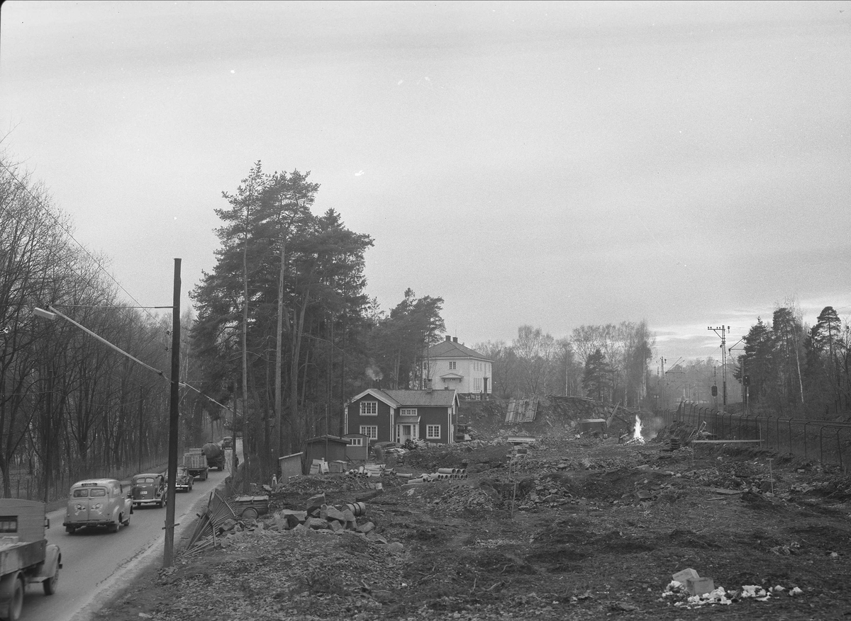 Drammensveien, Oslo. 29.09.1955. Vei, trafikk og boliger.