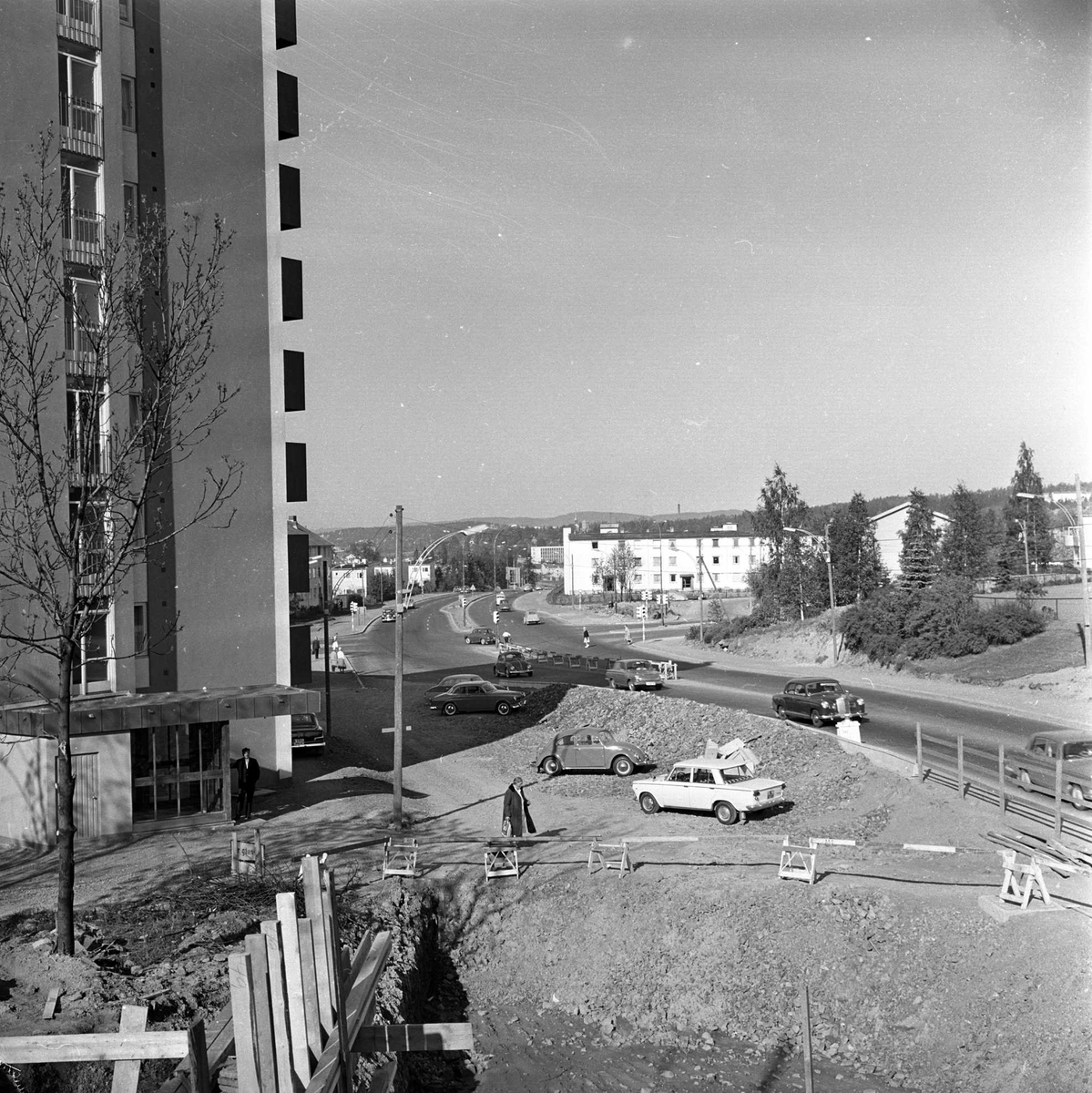 Store Ringvei, Oslo, juni 1963. Veien ved Gaustad ferdig for trafikk