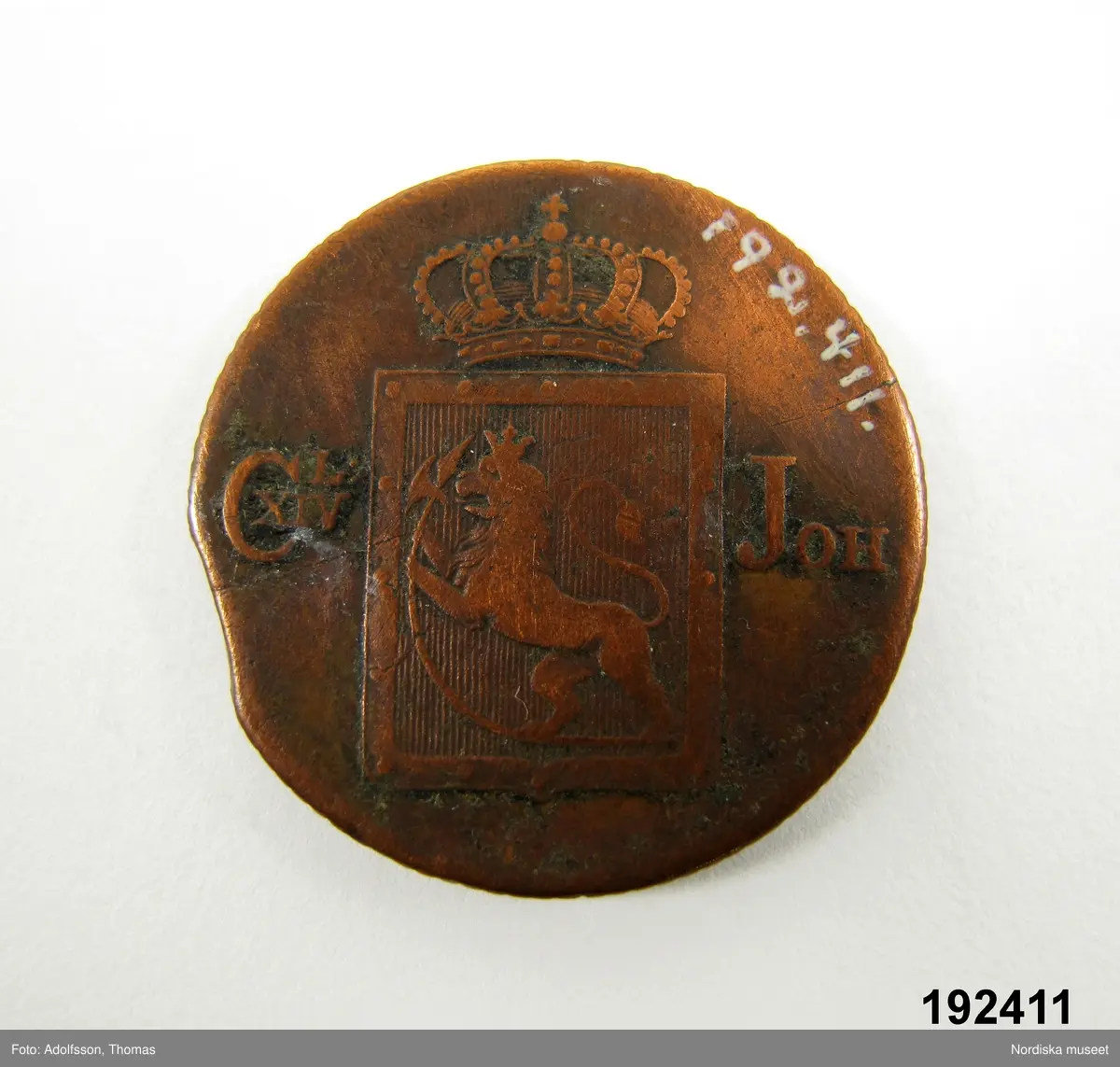 Mynt, 2 skilling, koppar, Karl XIV Johan, Norge, 1832.
/Ingrid Frankow 2008-03-11
