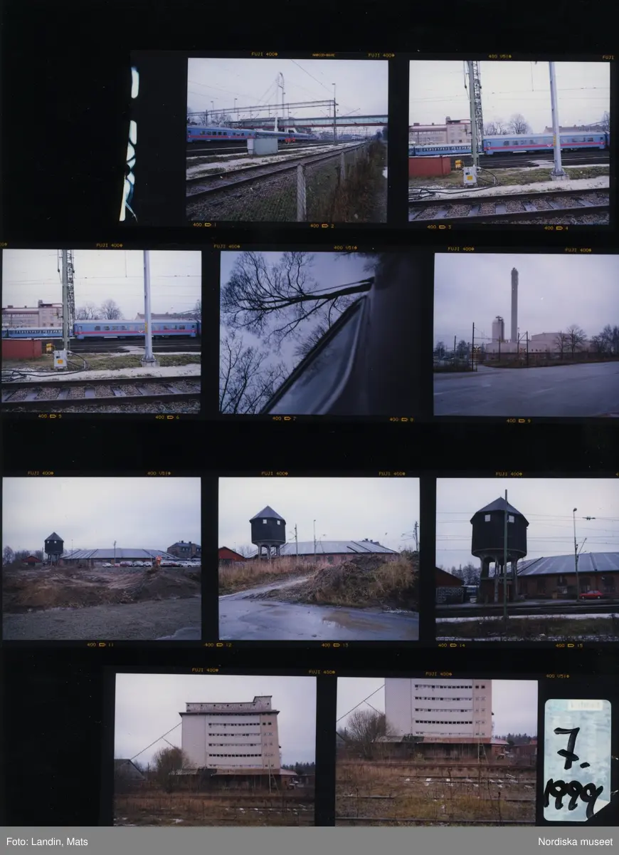 Hallsberg,  industrispår, industri, år 1999-2000. Järnväg, Lagerhus silo ritad av Gunnar Asplund.