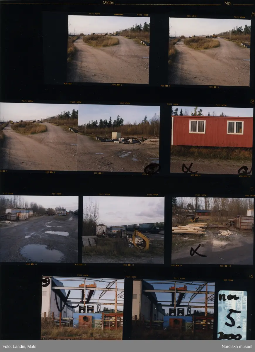 Hallsberg,  industrispår, industri, år 1999-2000. Järnväg, Lagerhus silo ritad av Gunnar Asplund.