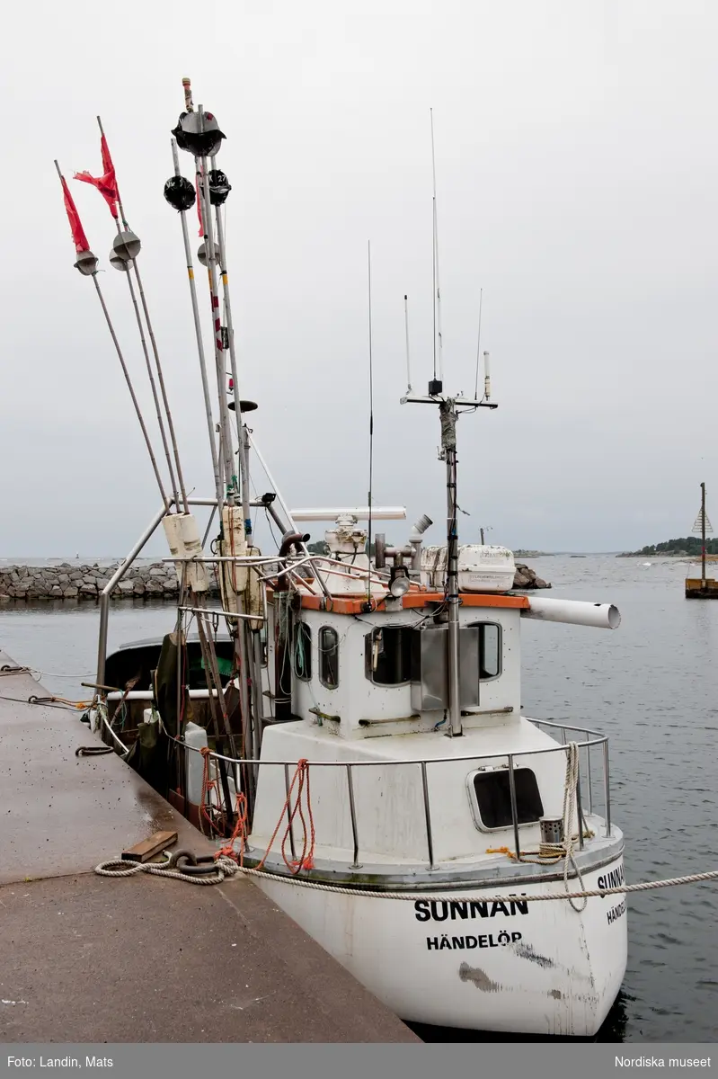 Händelöp. Västervik. Nya fiskehamnen på utsidan av ön.
Fiskebåtar, Kustfiske