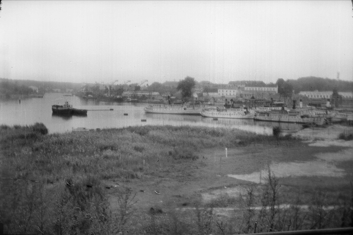 Vy över fartygshamn, Stockholm, 1940 - 50-tal