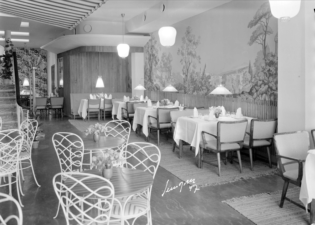 Restaurang Glunten, Drottninggatan 5, Uppsala, interiör 1947