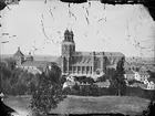 Uppsala domkyrka och Helga Trefaldighets kyrka från Slottsbacken, före 1885