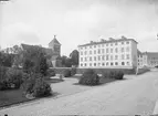 Folkskoleseminariet och Helga Trefaldighets kyrka från Riddartorget, Uppsala 1890