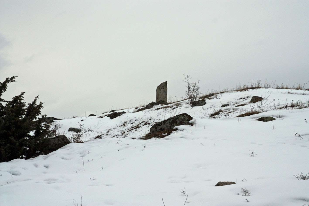 Lokaliseringsprövning 2009: Vid besiktning 2009 utgörs marken av en inhägnad beteshage. Bild 1: föreslagen lokalisering till höger i bild. Bilden tagen åt öster upp mot Säby gård. Bild 2: intilliggande gravhög med rest sten. Bild 3:Föreslagen lokalisering. Bild tagen åt väster från Säby gård.