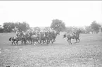 Musikkåren förbimarsch i galopp för sekundchefen.