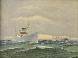 'Stavangerfjord' møter 'Kristianiafjord' [Oljemaleri]