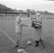 Vänskapsmatch i fotboll mellan Vasco da Gama från Brasilien och Oddevold från Sverige på Rimnersvallen i Uddevalla den 6 juni 1959