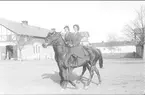 Fru Hedvig Odelberg, maka till ryttm Wilhelm Odelberg, rider ut på en ridtur tillsammans med en väninna.