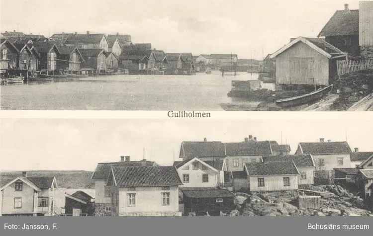 Tryckt text på kortet: "Gullholmen".
"Konstförlaget FRAM. Stockholm. Import"