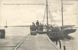 Tryckt text på kortet: "Hemkommen från Doggers bank och loss