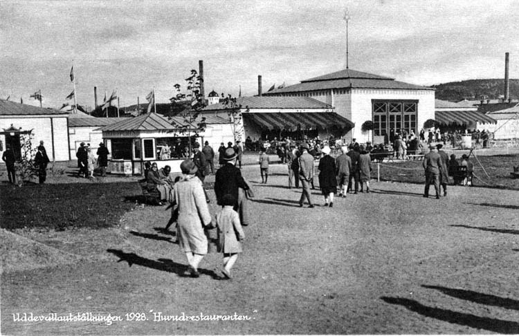 Vykort: Uddevallautställningen 1928. "Huvudrestauranten."