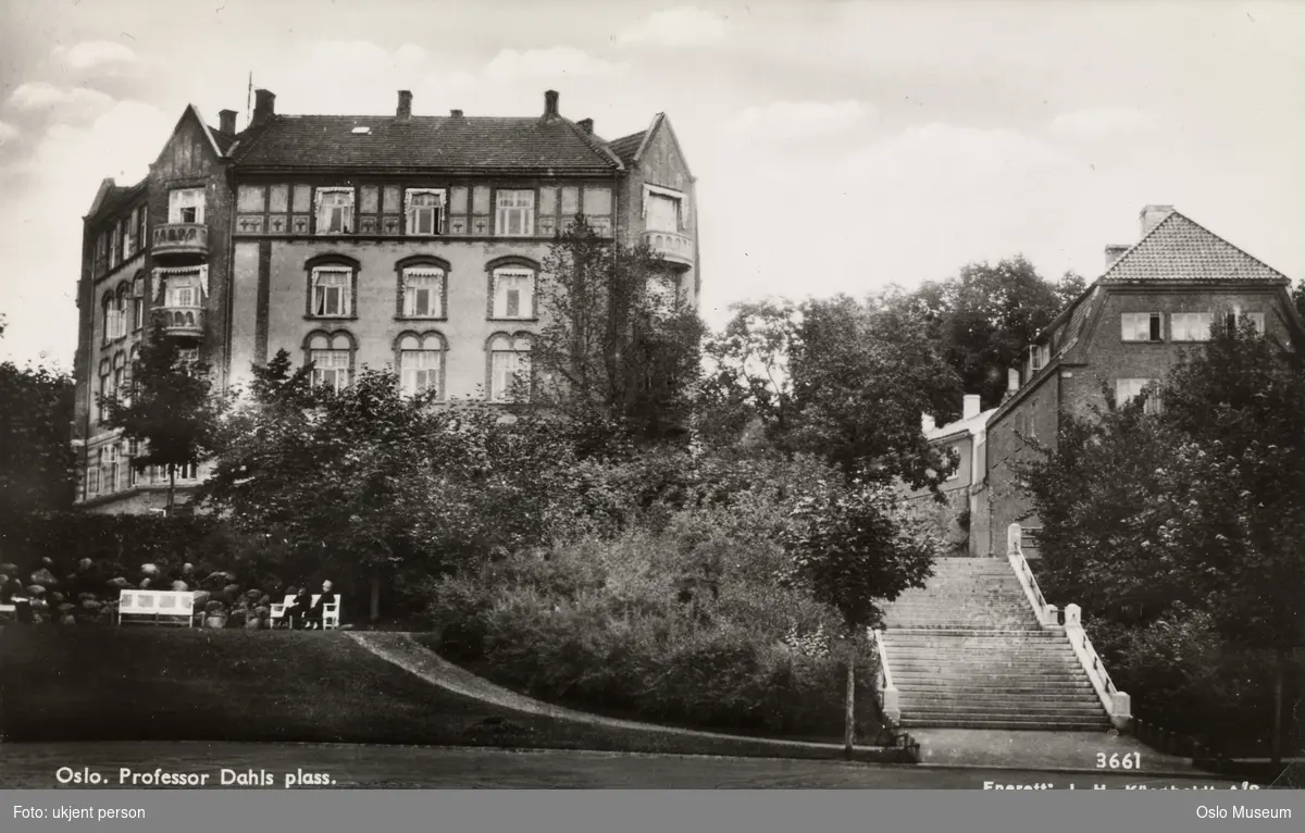 plass, park, trapp, bygård, villa