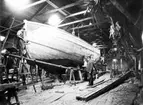 Landskrona skeppsvarv. GRÅLLEN under byggnad, passagerar- och bogserbåt till Landskrona hamn.