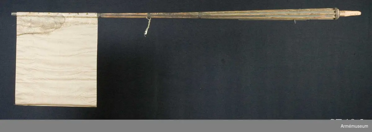 Standar vars motiv numer är försvunnet. Endast fragment vid stångsidan återstår. 

Spets saknas men enligt Hoffmans avbildning var den utformad som ett 6-ekrigt hjul - Maintz statsvapen. 8-kannelerad stång försedd med grepp och löparten och löpande bärring.

Inre sidan motiv numer försvunnet. Enligt H-J avbildning: Golgatascen med Maria och Johannes.

Yttre sidan delvis bevarad: Väpnad arm ur moln.