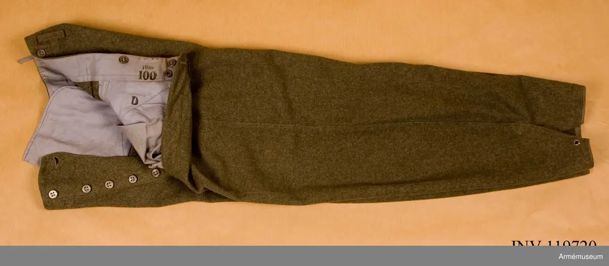 Byxor i kommisskläde.