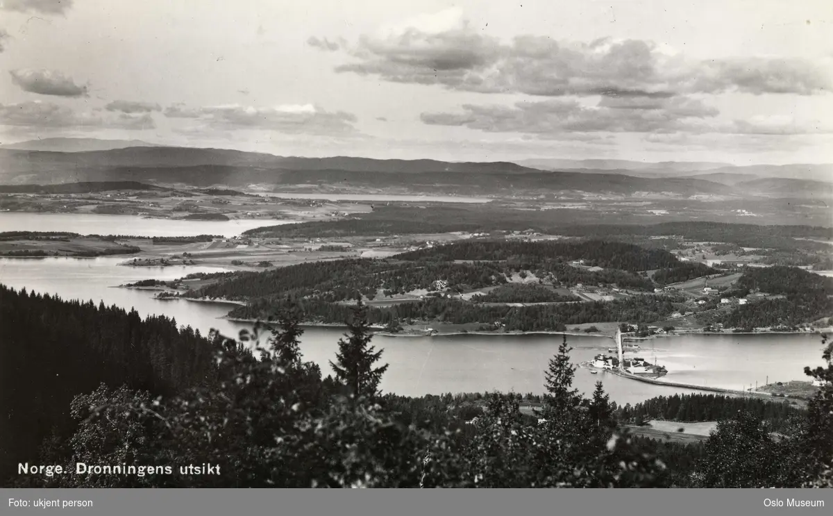 utsikt, kulturlandskap, skog, vann, øy, vei, restaurant