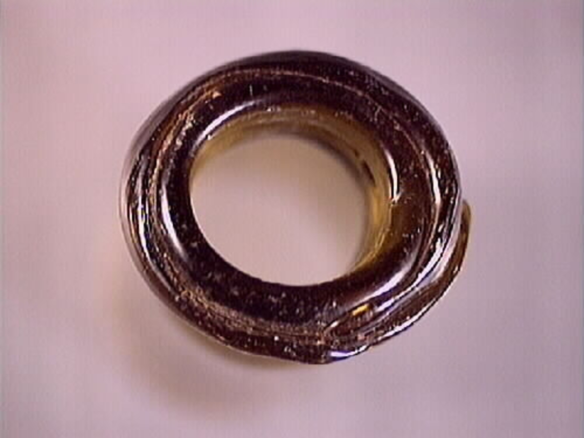 En flaskhals samt en glasskärva.  Flaskhalsen är brunfärgad. Vid flaskmynning ligger glassträngen omlott. Glasbiten är grönfärgad. Troligtvis rör det sig om skärva från flaskans buk. Flaskhalsen och glasskärvan härrör från två olika flaskor.

09262a: Finish has laid-on ring, common on bottles before 1850s (https://sha.org/bottle/finishes.htm), finish also has possible mold line, possibly intrusive artifact. Glass is olive color.
09262b: Glass is dark green.