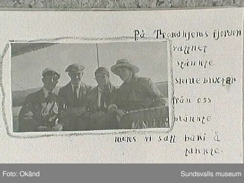 Amatörfotografier fr resa till Trondheim (Norge) sommaren 1915. Maja Braathen, Gunnar Johansson, Tage, Atti, Lisa.