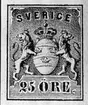 Frimärksförlaga till frimärket 1862 - Lejon. Valör 25 öre.