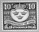 Förslagsritningar till Världspostföreningens och Världspostkongressens frimärken, utgivna 4/7 respektive 16/8 1924, av Nils Erland Heurlin. 1922 års tävling. 
Valör 10 öre.