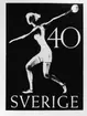 Ej realiserade förslag till frimärke Riksidrottsförbundet 50 år, utgivet 27/5 1953. Svenska gymnastik- och idrottsföreningars
riksförbund bildades 1903. Konstnär: Georg Lagerstedt.
Valör 40 öre.