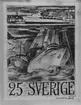 Ej realiserade förslag till frimärke Sjöpost (Sjö- och helikopterpost), utgivet 10/2 1958. Till erinran om de flerhundraåriga sjöpostförbindelserna över Nordatlanten
samt helikopterposten i Stockholms skärgård.
Konstnär: Harald Lindberg. Förslag signerat 